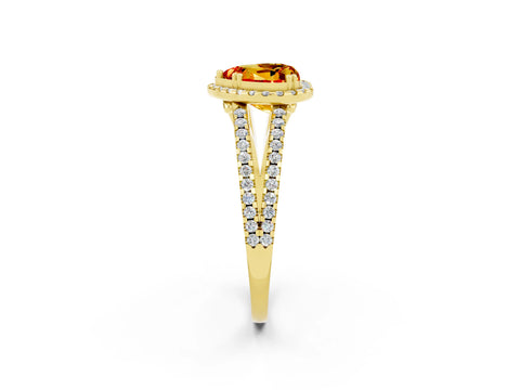 Yellow gold Heart Cut Citrine Halo Split Shank Engagement Ring_14