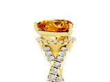 Yellow gold Heart Cut Citrine  Halo Twist Band Solitaire Prong Setting Ring_29