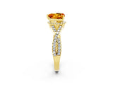 Yellow gold Heart Cut Citrine  Halo Twist Band Solitaire Prong Setting Ring_44