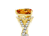 Yellow gold Heart Cut Citrine  Halo Twist Band Solitaire Prong Setting Ring_47