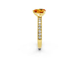 Yellow gold Heart Cut Citrine Milgrain Pavé Engagement Ring with Four-Prong Setting_14
