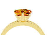 Yellow gold Heart Cut Citrine Milgrain Pavé Engagement Ring with Four-Prong Setting_16