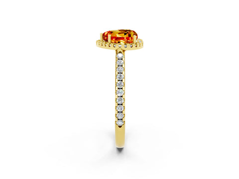 Yellow gold Heart Cut Citrine Pavé Halo Ring with Four-Prong Setting_14