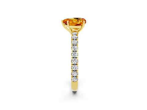 Yellow gold Heart Cut Citrine Pavé Solitaire Engagement Ring with Four-Prong Setting_14