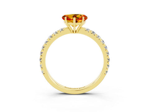 Yellow gold Heart Cut Citrine Pavé Solitaire Engagement Ring with Four-Prong Setting_15