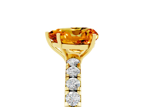 Yellow gold Heart Cut Citrine Pavé Solitaire Engagement Ring with Four-Prong Setting_17