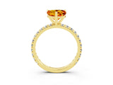 Yellow gold Heart Cut Citrine Pavé Solitaire Ring with Round Band and Prong Setting_27