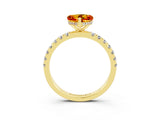Yellow gold Heart Cut Citrine Pave Band Solitaire Ring with Four-Prong Setting_27