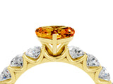 Yellow gold Heart Cut Citrine Prong Setting with Side Stones on a Pave Band_4