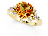 Yellow gold Heart Cut Citrine Ring with Side Stones and Four-Prong Setting_37