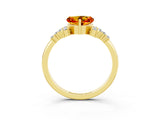 Yellow gold Heart Cut Citrine Ring with Side Stones and Four-Prong Setting_39