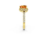 Yellow gold Heart Cut Citrine Scalloped Halo Engagement Ring with Round Shared Prong Band_38