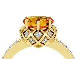 Yellow gold Heart Cut Citrine Scalloped Halo Engagement Ring with Round Shared Prong Band_40