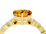Yellow gold Heart Cut Citrine Scattered Round Accent Ring with Prong Setting_16