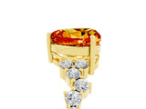 Yellow gold Heart Cut Citrine Scattered Round Accent Ring with Prong Setting_17