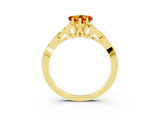 Yellow gold Heart Cut Citrine Solitaire Celtic Knot Ring with Four-Prong Setting_15