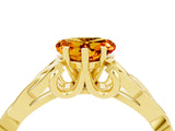 Yellow gold Heart Cut Citrine Solitaire Celtic Knot Ring with Four-Prong Setting_16