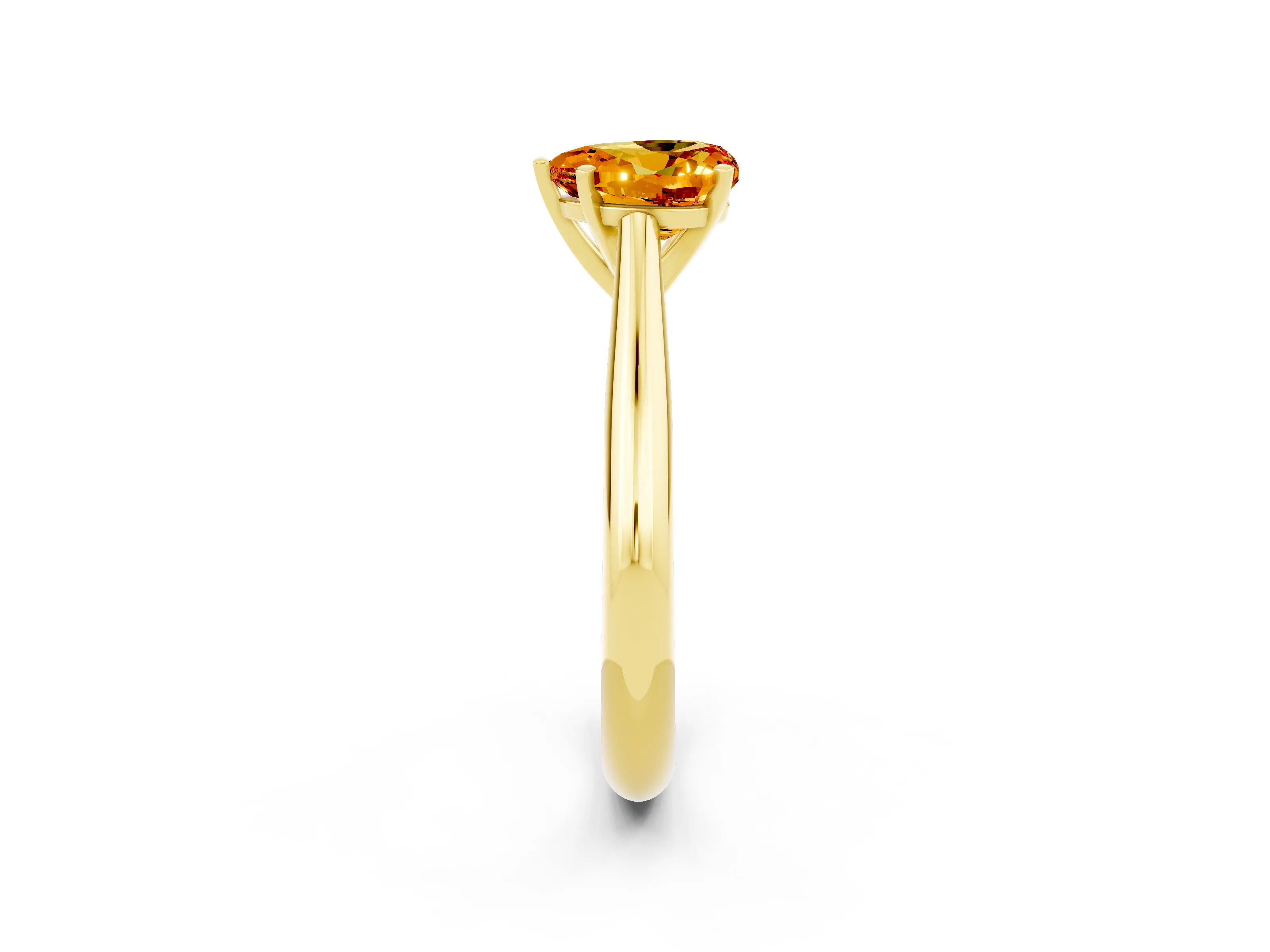 Yellow gold Heart Cut Citrine Solitaire Engagement Ring with Cathedral Setting and Four-Prong Mount_14
