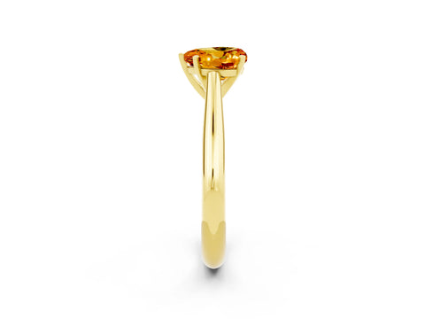 Yellow gold Heart Cut Citrine Solitaire Engagement Ring with Cathedral Setting and Four-Prong Mount_14