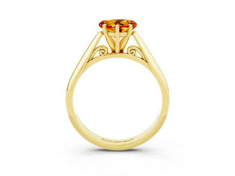 Yellow gold Heart Cut Citrine Solitaire Engagement Ring with Cathedral Setting and Four-Prong Mount_15