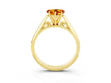 Yellow gold Heart Cut Citrine Solitaire Engagement Ring with Cathedral Setting and Four-Prong Mount_69
