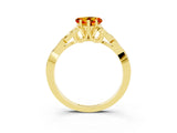 Yellow gold Heart Cut Citrine Solitaire Engagement Ring with Celtic Knot Band and Four-Prong Setting_3