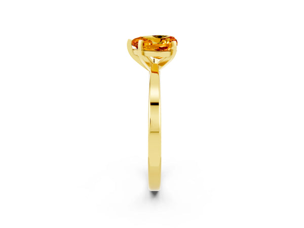 Yellow gold Heart Cut Citrine Solitaire Engagement Ring with Classic Band and Four-Prong Setting