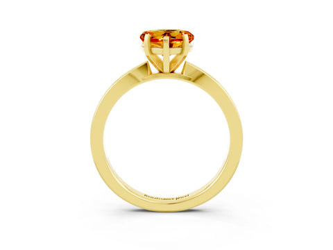 Yellow gold Heart Cut Citrine Solitaire Engagement Ring with Classic Band and Four-Prong Setting_27