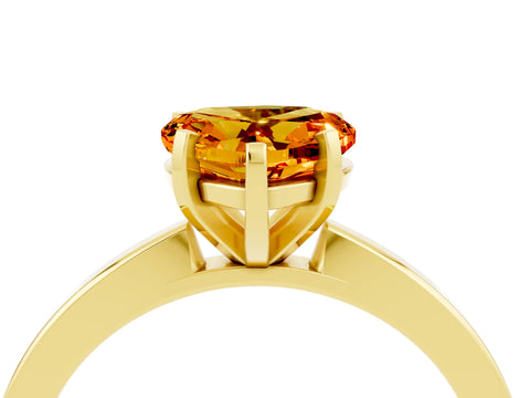 Yellow gold Heart Cut Citrine Solitaire Engagement Ring with Classic Band and Four-Prong Setting_28