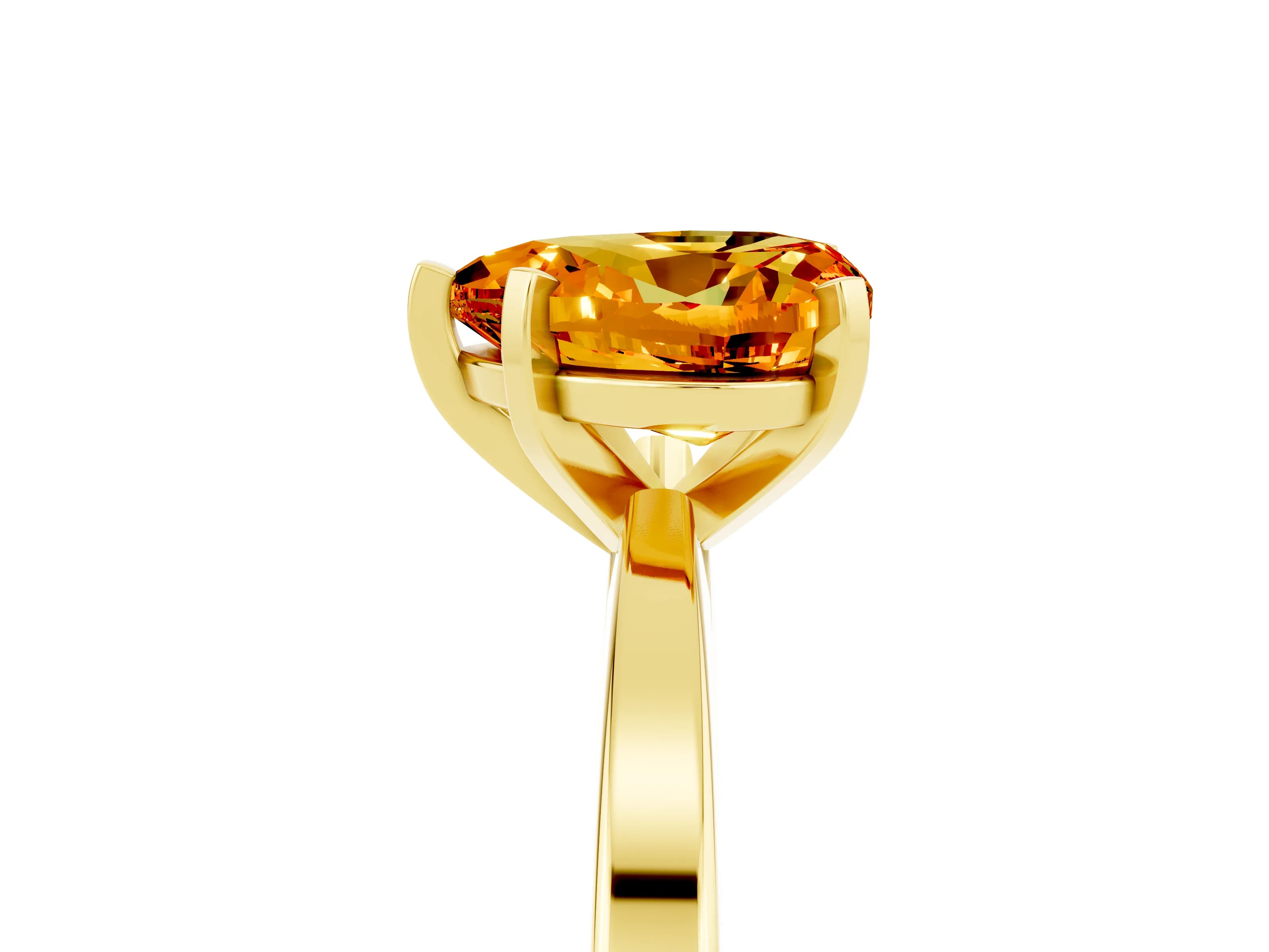 Yellow gold Heart Cut Citrine Solitaire Engagement Ring with Classic Band and Four-Prong Setting_29