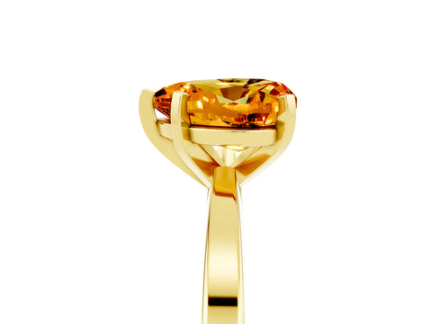 Yellow gold Heart Cut Citrine Solitaire Engagement Ring with Classic Band and Four-Prong Setting_29