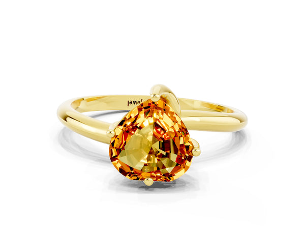 Yellow gold Heart Cut Citrine Solitaire Engagement Ring with Four-Prong Setting and Classic Band