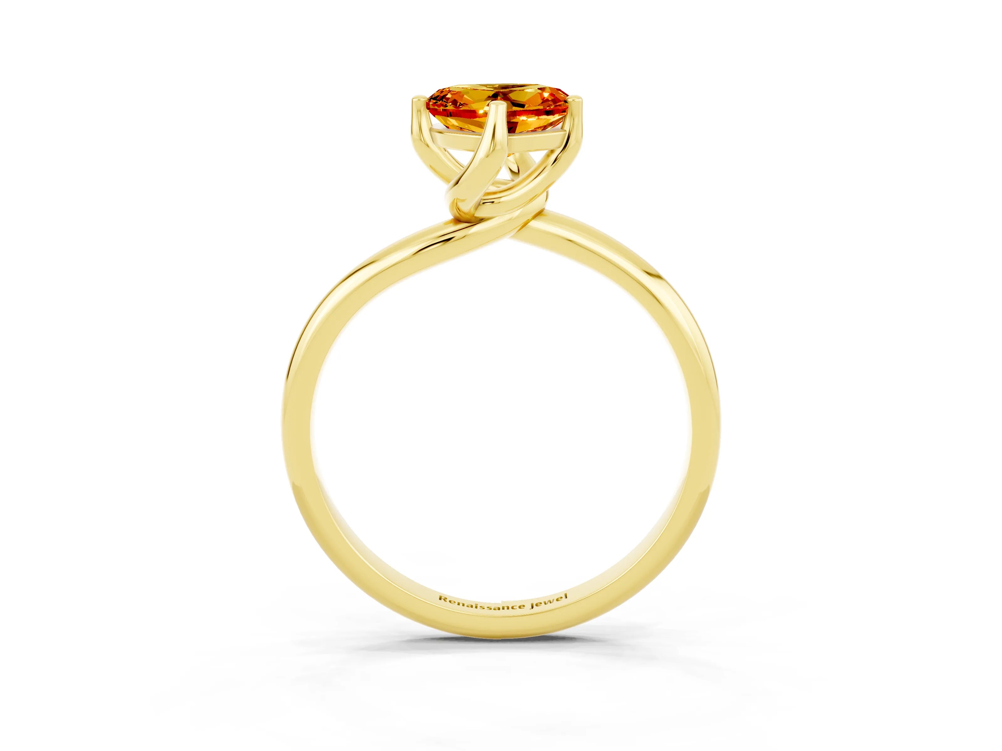 Yellow gold Heart Cut Citrine Solitaire Engagement Ring with Four-Prong Setting and Classic Band_15