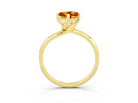 Yellow gold Heart Cut Citrine Solitaire Engagement Ring with Four-Prong Setting and Classic Band_15