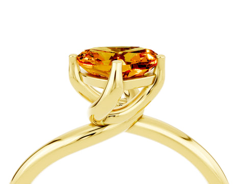 Yellow gold Heart Cut Citrine Solitaire Engagement Ring with Four-Prong Setting and Classic Band_16