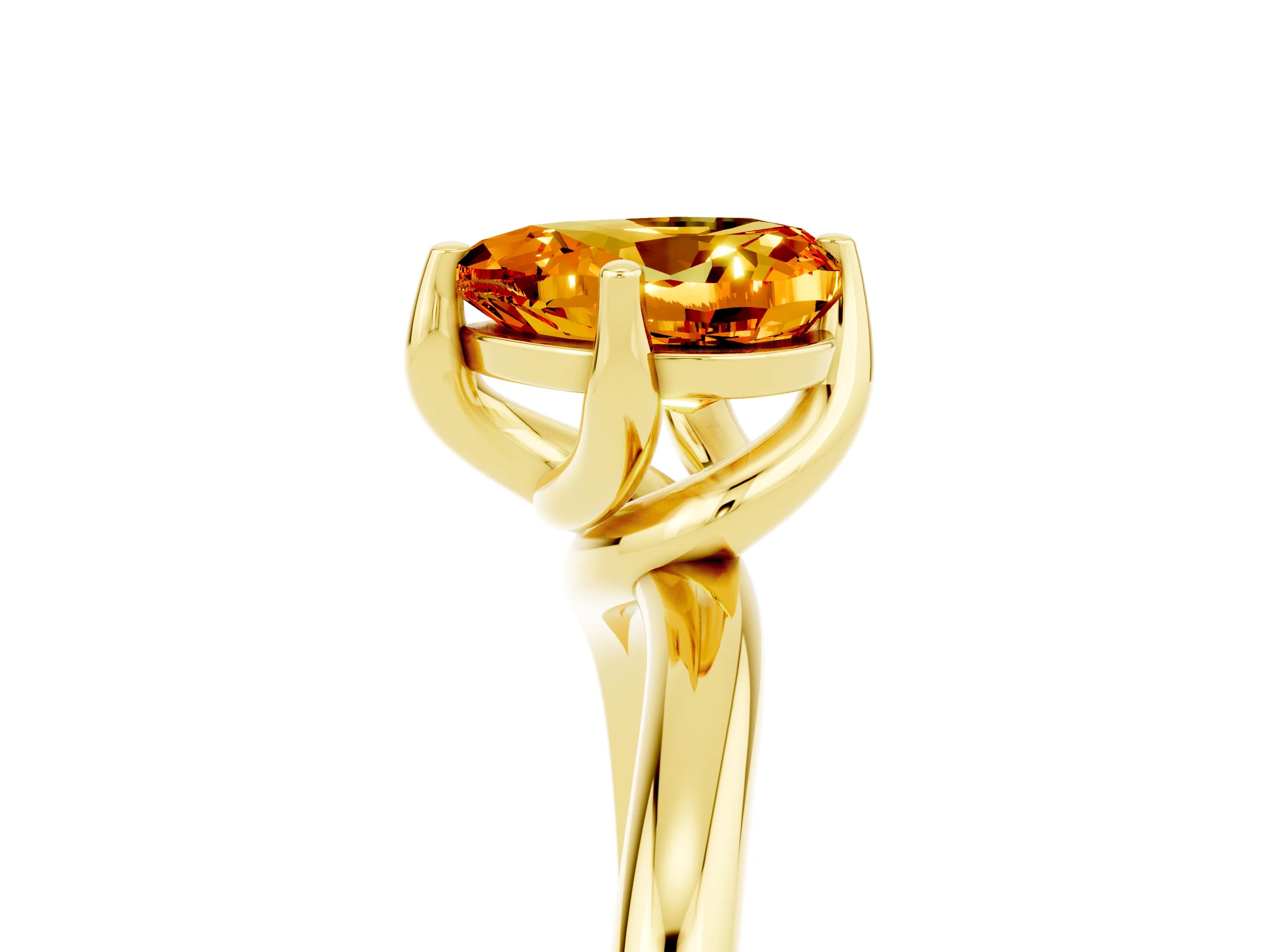 Yellow gold Heart Cut Citrine Solitaire Engagement Ring with Four-Prong Setting and Classic Band_17