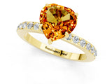 Yellow gold Heart Cut Citrine Solitaire Engagement Ring with Pavé Band and Four-Prong Setting_1