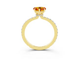 Yellow gold Heart Cut Citrine Solitaire Engagement Ring with Pavé Band and Four-Prong Setting_3