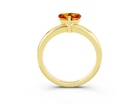 Yellow gold Heart Cut Citrine Solitaire Engagement Ring with Round Band and Four-Prong Setting_3