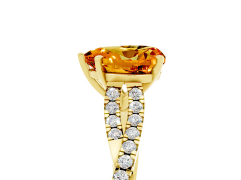 Yellow gold Heart Cut Citrine Solitaire Engagement Ring with Twisted Pavé Band and Four-Prong Setting_17