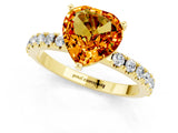 Yellow gold Heart Cut Citrine Solitaire Pavé Band with Four-Prong Setting_1