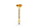 Yellow gold Heart Cut Citrine Solitaire Pavé Band with Four-Prong Setting_2