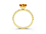 Yellow gold Heart Cut Citrine Solitaire Pavé Band with Four-Prong Setting_3