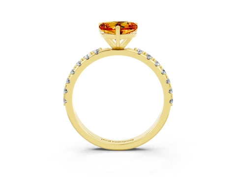 Yellow gold Heart Cut Citrine Solitaire Pavé Band with Four-Prong Setting_3
