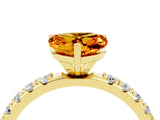 Yellow gold Heart Cut Citrine Solitaire Pavé Band with Four-Prong Setting_4