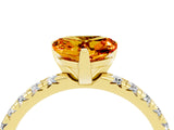Yellow gold Heart Cut Citrine Solitaire Pavé Engagement Ring with Round Band and Prong Setting_16