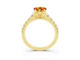 Yellow gold Heart Cut Citrine Solitaire Ring with Cathedral Setting and Pavé Band_3