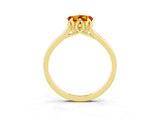 Yellow gold Heart Cut Citrine Solitaire Ring with Flower Prong Setting and Classic Band_15