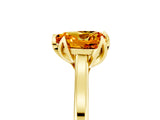 Yellow gold Heart Cut Citrine Solitaire Ring with Flower Prong Setting and Classic Band_17