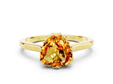 Yellow gold Heart Cut Citrine Solitaire Ring with Flower Prong Setting and Classic Band_36